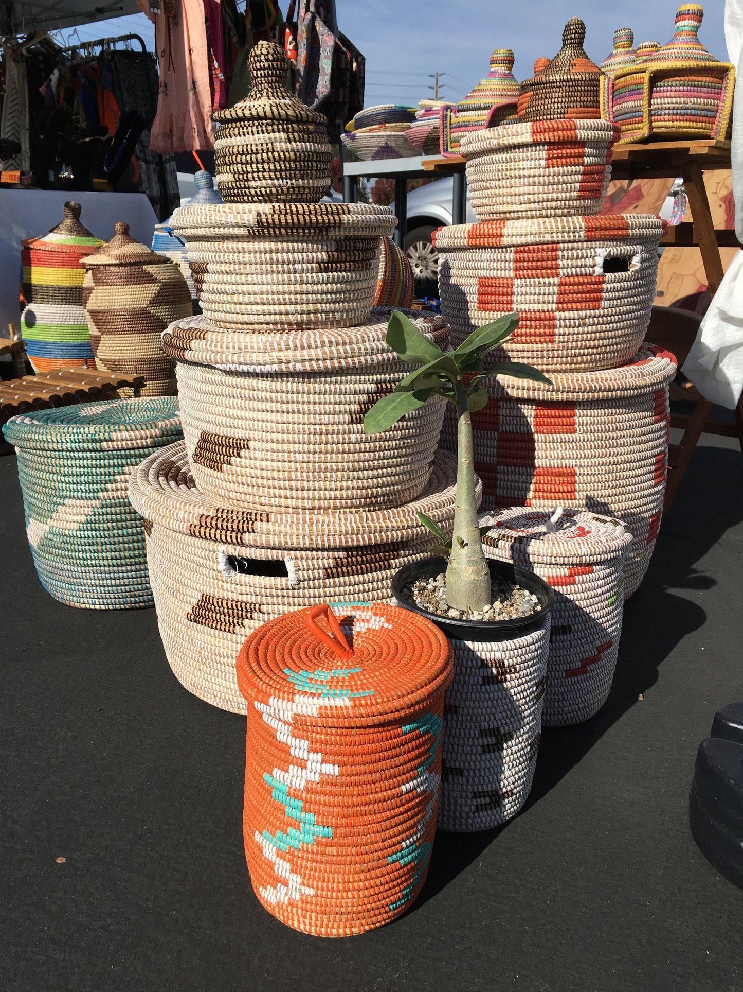 Handwoven Senegalese Nested Basket Set of 3 – Natural Grass & Recycled Plastic