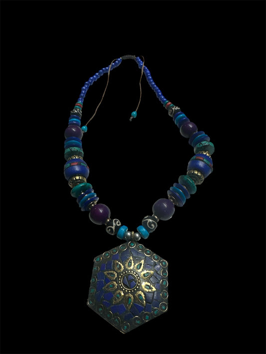 Sapphire Sun – Handcrafted African Necklace