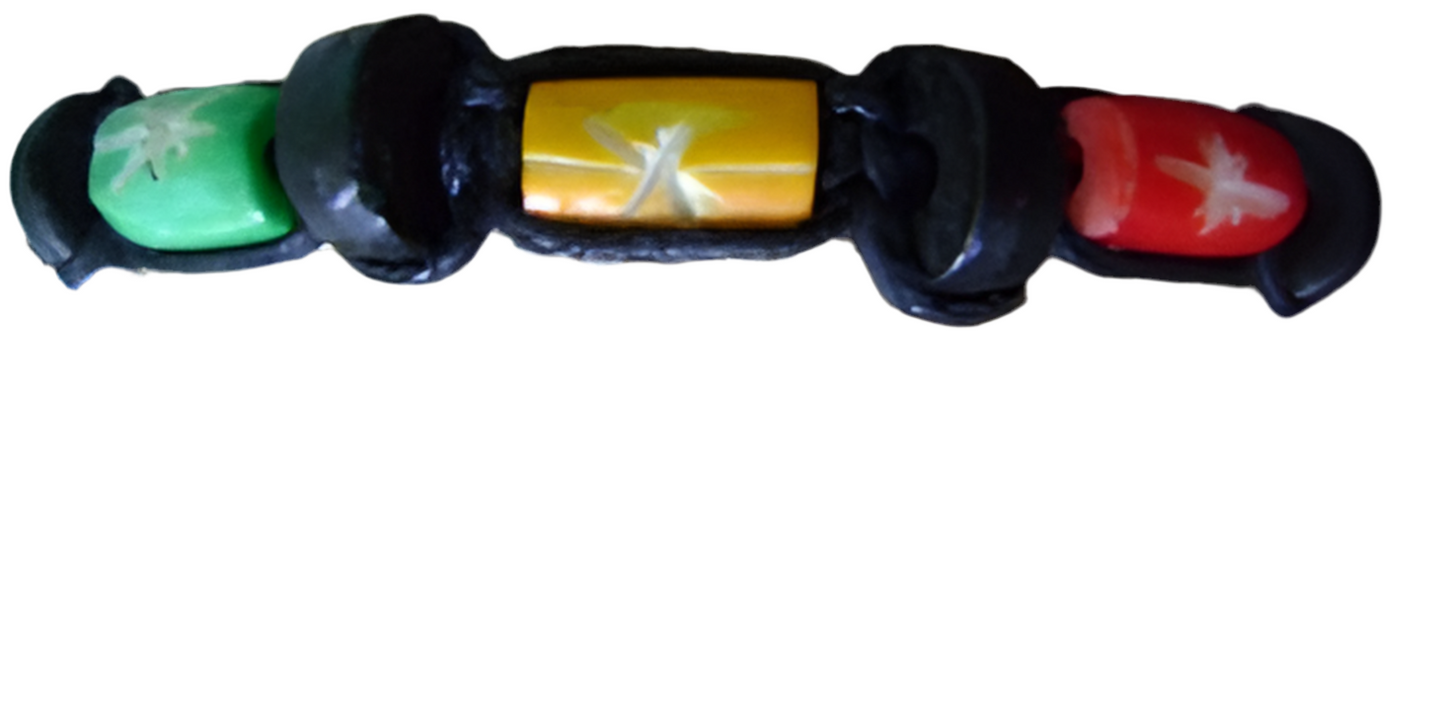 Rasta /Green, yellow and red bone bracelet