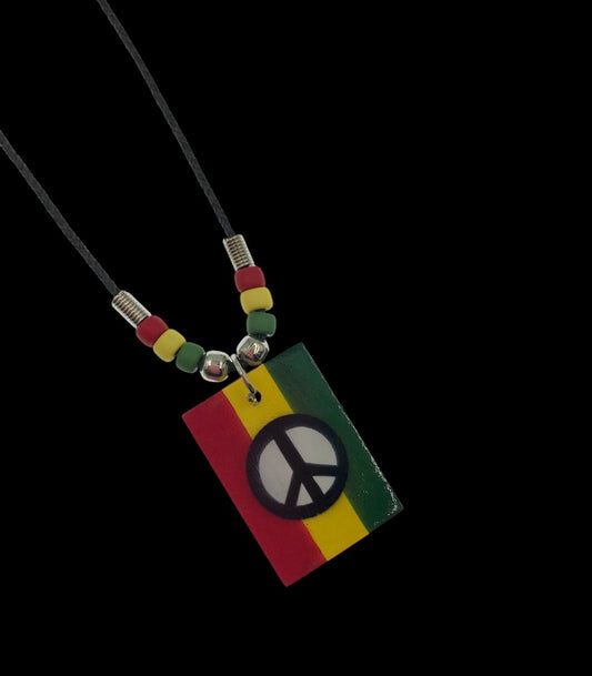 Peace sign rasta pendant necklace