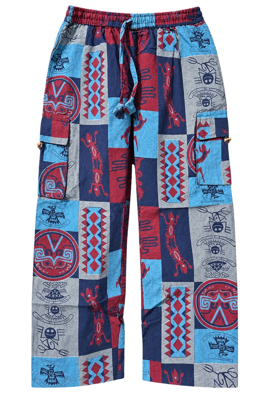 Nomad Printed Cotton Cargo Pants in Blue