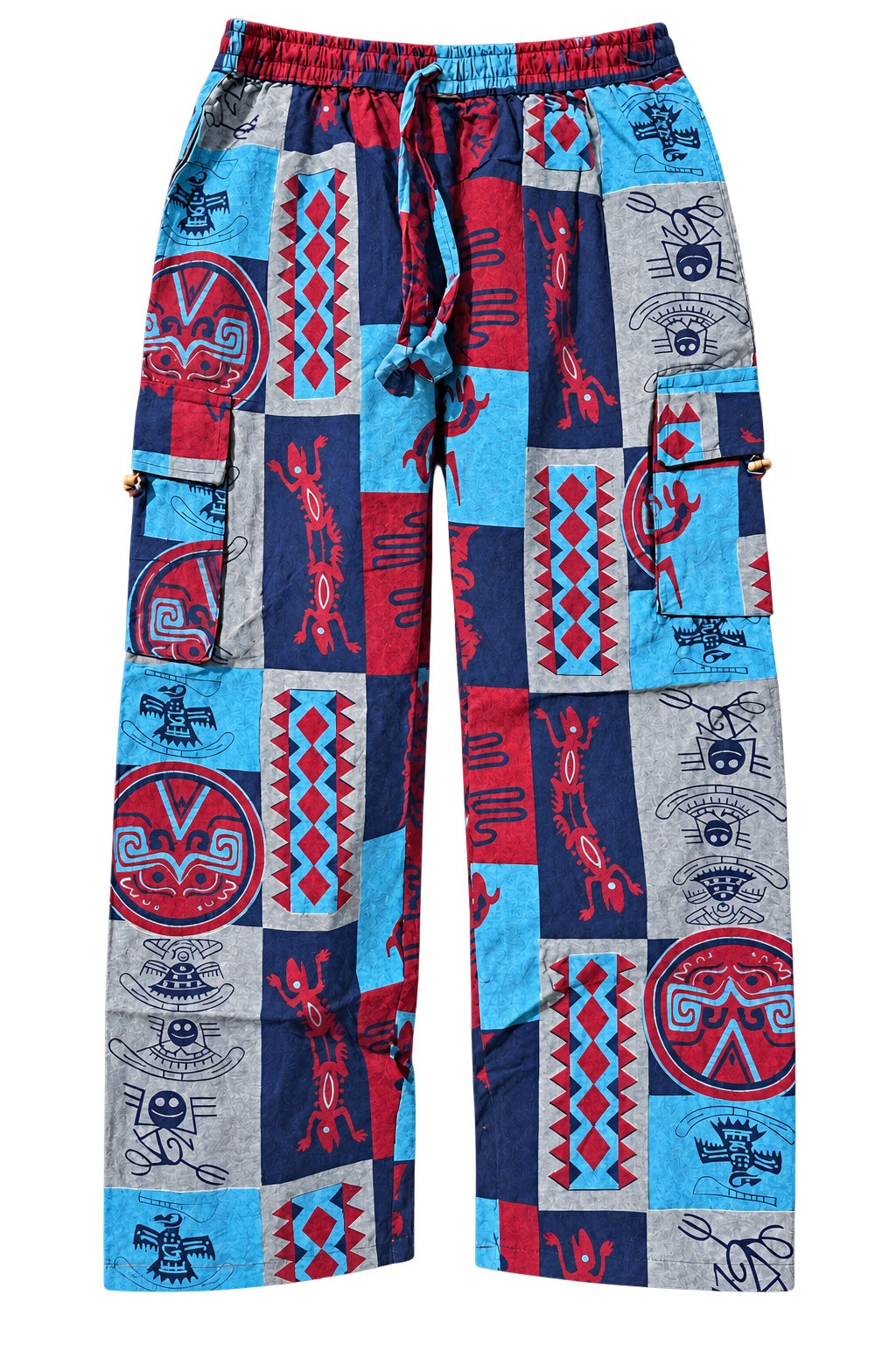 Nomad Printed Cotton Cargo Pants in Blue