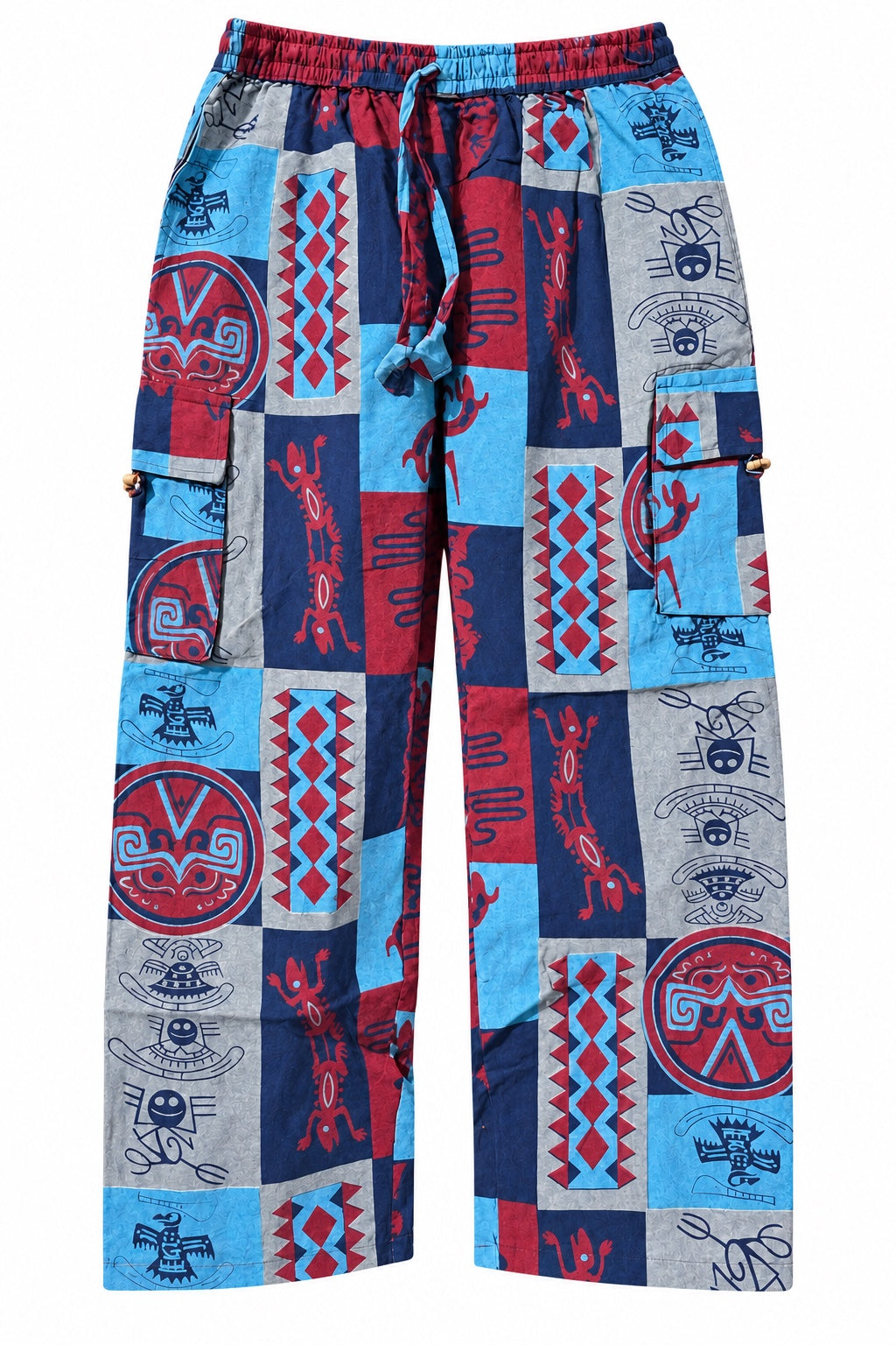 Nomad Printed Cotton Cargo Pants in Blue