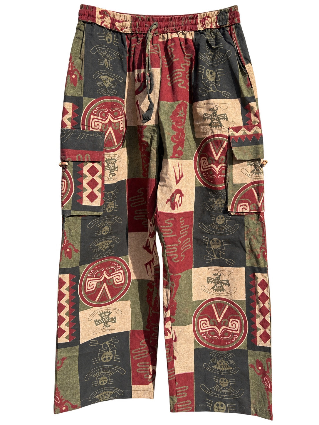 Nomad Printed Cotton Cargo Pants in Green