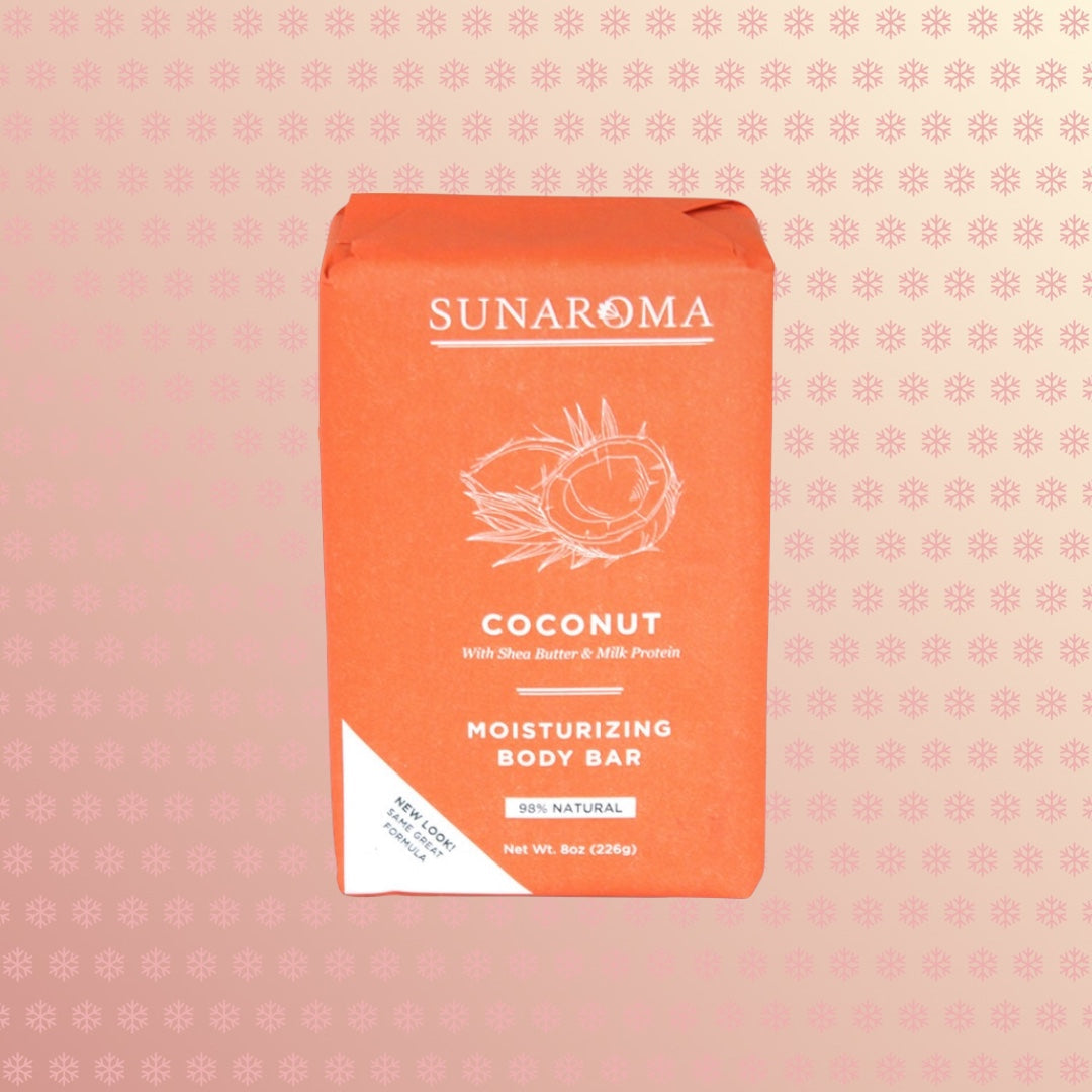 Teranga Africa/Choose Senegal Sunaroma coconut moisturizing body bar with shea butter and milk protein in orange wrap