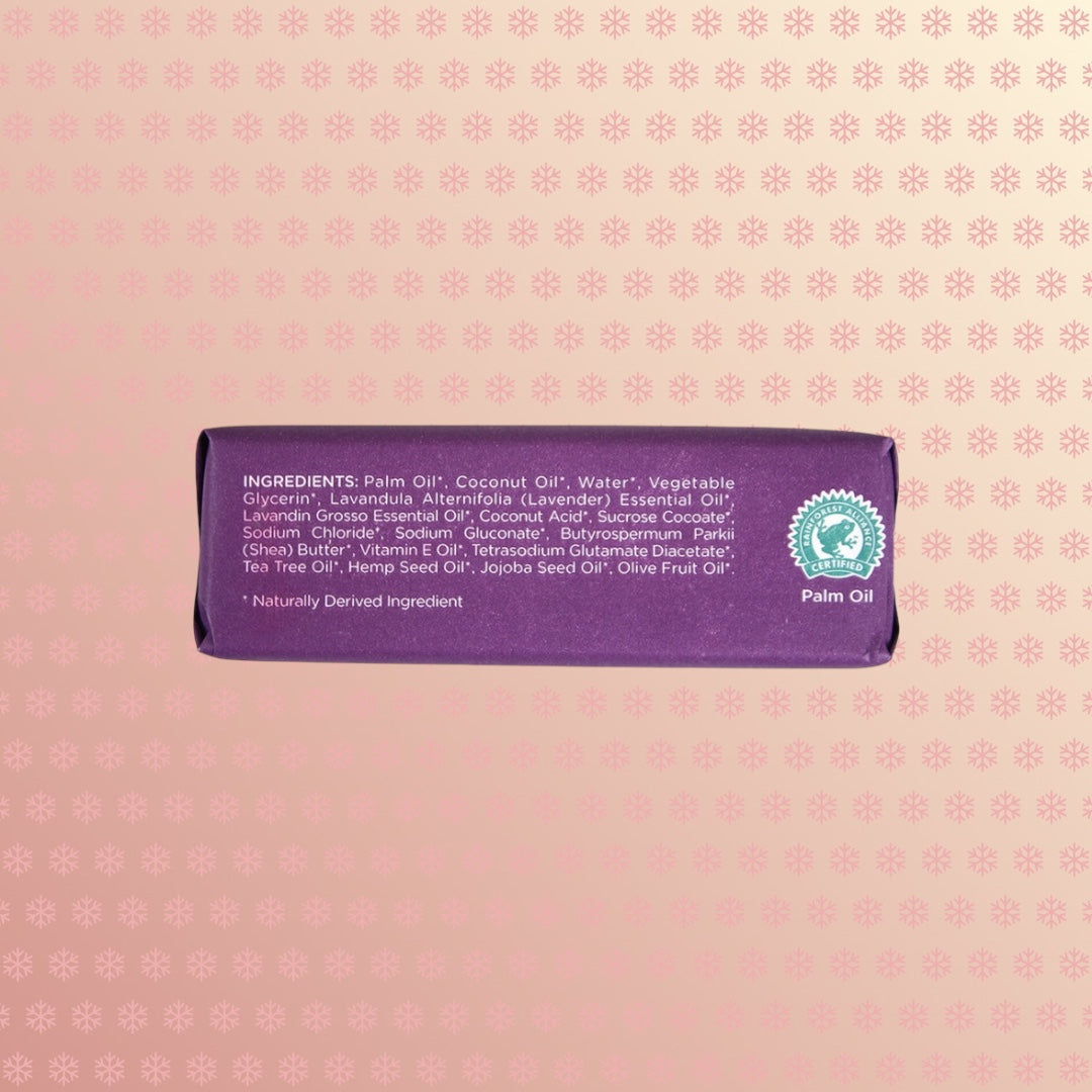 Teranga Africa/Choose Senegal handcrafted soap bar with natural ingredients and lavender essential oil label