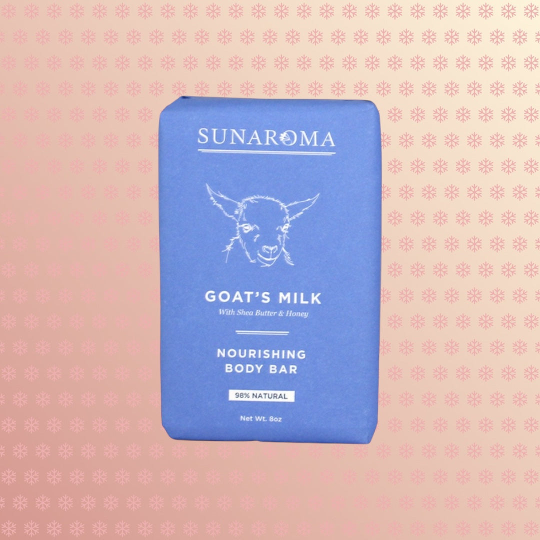 Teranga Africa/Choose Senegal Sunaroma goat's milk nourishing body bar with shea butter and honey in blue packaging